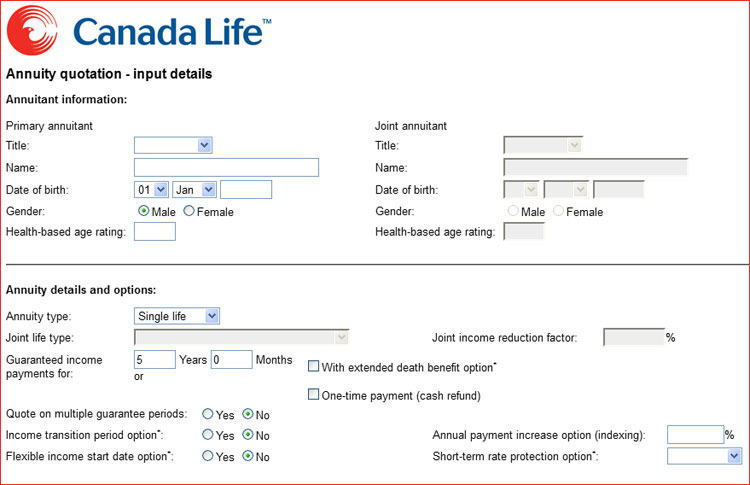 Canada Life Annuity Calculator canada life annuity calculator