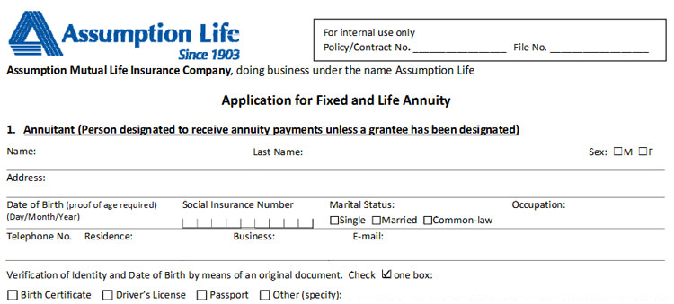 Assumption Annuity Application assumption annuity application