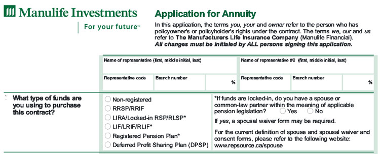 Manulife Annuity Application manulife annuity application