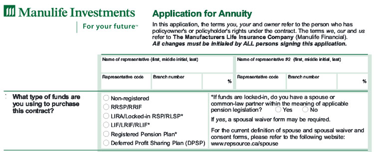 manulife annuity application